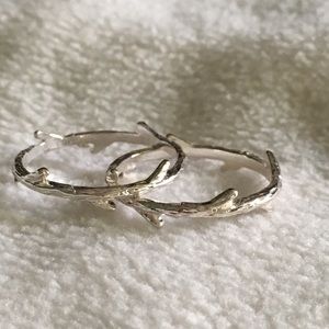Silver branch rings, set of two